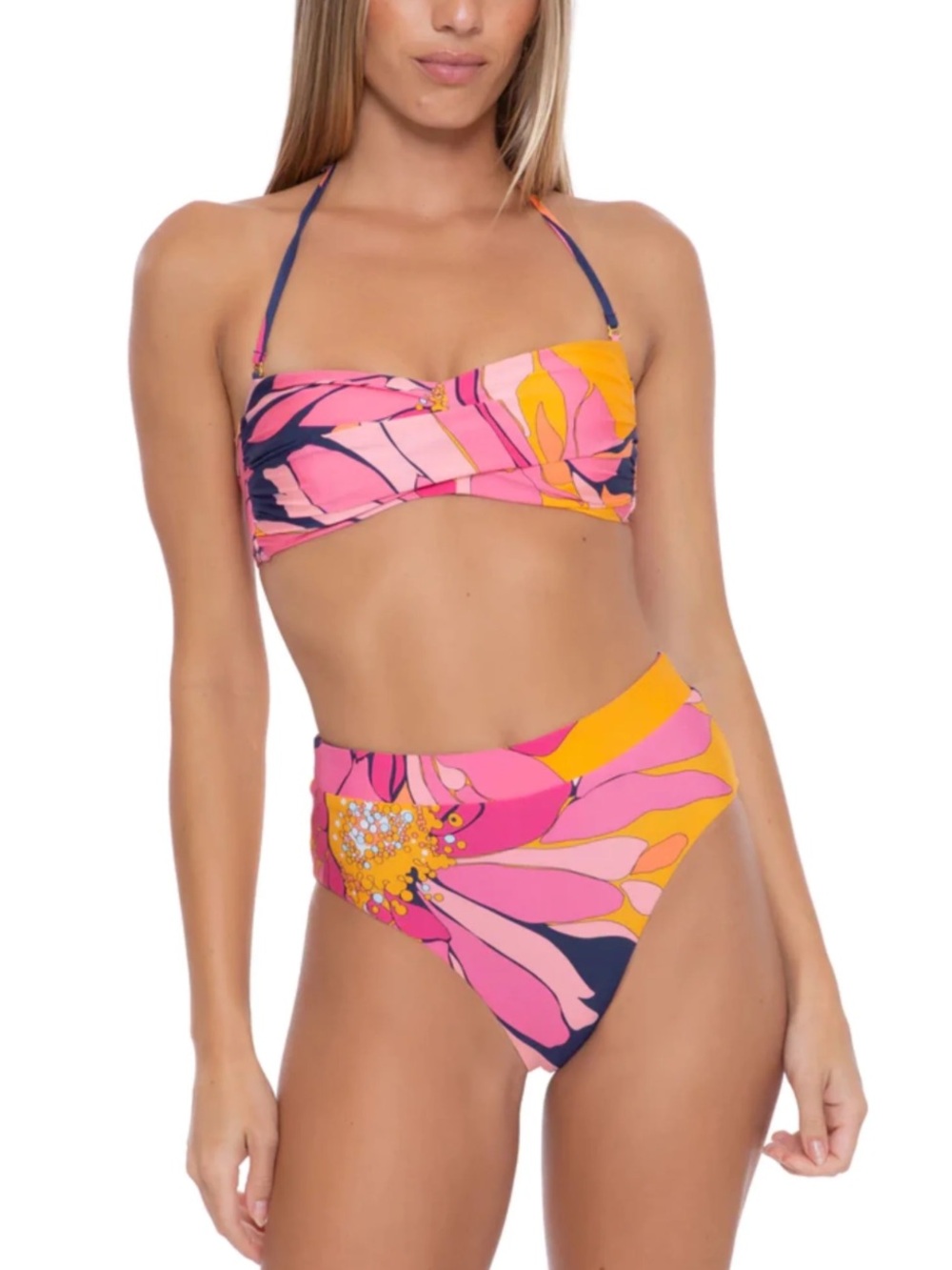 Trina Turk High Waist 2PC Breeze Bandeau Swimsuit Bathing Suit Womens Sz 10 NWT - Picture 3 of 10